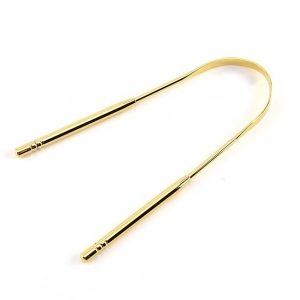 JaiPraj Co. Ayurveda - Raspador Limpiador Lengua Color Oro Vata Dosha Ayurveda 01